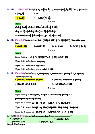 Trắc nghiệm Đại số Lớp 10 tách từ đề thi thử THPT Quốc gia - Chương 1 - Chủ đề 3: Các tập hợp số - Dạng 2: Các phép toán về giao, hợp, hiệu của hai tập hợp - Mức độ 3 - Năm học 2017-2018 (Có đáp án)