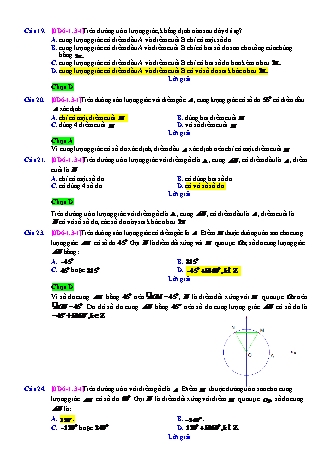 Trắc nghiệm Đại số Lớp 10 tách từ đề thi thử THPT Quốc gia - Chương 6 - Chủ đề 1: Cung và góc lượng giác - Dạng 3: Câu hỏi liên quan biểu diễn cung lên đường trong lượng giác - Mức độ 1 - Năm học 2017-2018 (Có đáp án)