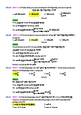 Trắc nghiệm Đại số Lớp 10 tách từ đề thi thử THPT Quốc gia - Chương 4 - Chủ đề 7: Bất phương trình bậc hai - Dạng 10: Tìm m để bất phương trình bậc hai có nghiệm hoặc vô nghiệm - Mức độ 3 - Năm học 2017-2018 (Có đáp án)