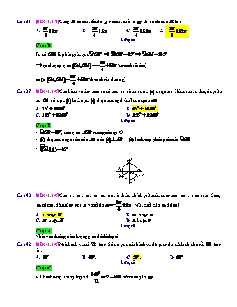 Trắc nghiệm Đại số Lớp 10 tách từ đề thi thử THPT Quốc gia - Chương 6 - Chủ đề 1: Cung và góc lượng giác - Dạng 1: Câu hỏi liên quan số đo của góc, cung - Mức độ 2 - Năm học 2017-2018 (Có đáp án)