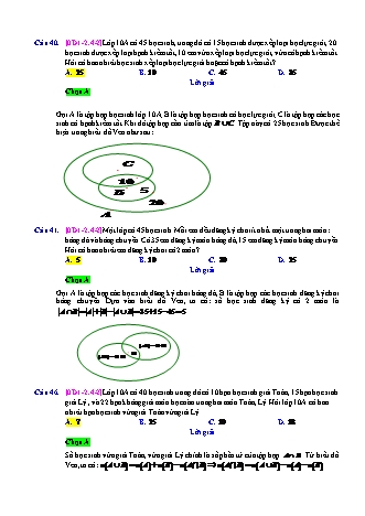 Trắc nghiệm Đại số Lớp 10 tách từ đề thi thử THPT Quốc gia - Chương 1 - Chủ đề 2: Tập hợp và các phép toán tập hợp - Dạng 4: Toán thực tế, ứng dụng của tập hợp - Mức độ 2 - Năm học 2017-2018 (Có đáp án)
