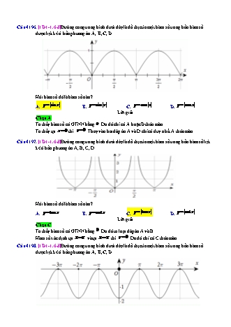 Trắc nghiệm Đại số Lớp 11 tách từ đề thi thử THPT Quốc gia - Chương 1 - Chủ đề 1: Hàm số lượng giác - Dạng 6: Bảng biến thiên và đồ thị của hàm số lượng giác - Mức độ 3 - Năm học 2017-2018 (Có đáp án)