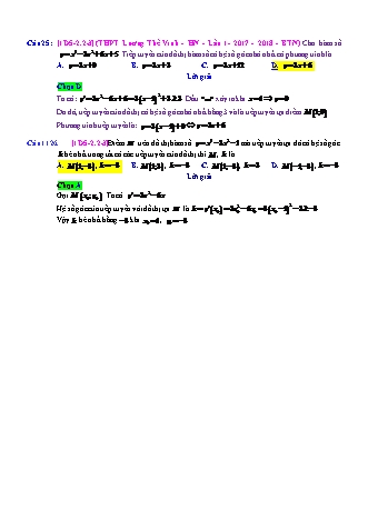 Trắc nghiệm Đại số Lớp 11 tách từ đề thi thử THPT Quốc gia - Chương 5 - Chủ đề 2: Bài toán tiếp tuyến của đường cong - Dạng 2: Tìm hệ số góc của tiếp tuyến - Mức độ 3 - Năm học 2017-2018 (Có đáp án)
