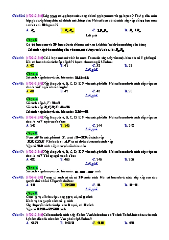 Trắc nghiệm Đại số Lớp 11 tách từ đề thi thử THPT Quốc gia - Chương 2 - Chủ đề 2: Hoán vị. Chỉnh hợp. Tổ hợp - Dạng 3: Chọn người, vật (thuần hoán vị) - Mức độ 2 - Năm học 2017-2018 (Có đáp án)