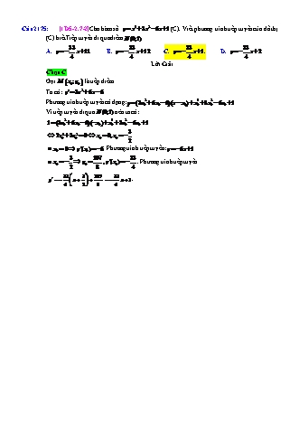 Trắc nghiệm Đại số Lớp 11 tách từ đề thi thử THPT Quốc gia - Chương 5 - Chủ đề 2: Bài toán tiếp tuyến của đường cong - Dạng 7: Tiếp tuyến đi qua 1 điểm - Mức độ 2 - Năm học 2017-2018 (Có đáp án)