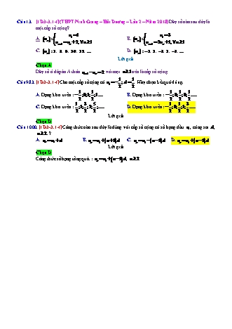 Trắc nghiệm Đại số Lớp 11 tách từ đề thi thử THPT Quốc gia - Chương 3 - Chủ đề 3: Cấp số cộng - Dạng 1: Nhận dạng, khai triển cấp số cộng - Mức độ 1 - Năm học 2017-2018 (Có đáp án)
