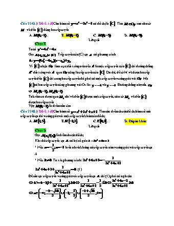 Trắc nghiệm Đại số Lớp 11 tách từ đề thi thử THPT Quốc gia - Chương 5 - Chủ đề 2: Bài toán tiếp tuyến của đường cong - Dạng 1: Xác định toạ độ tiếp điểm, giao điểm - Mức độ 3 - Năm học 2017-2018 (Có đáp án)