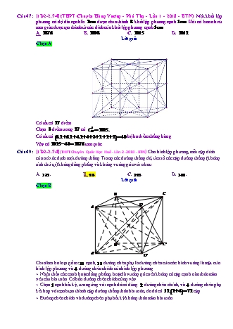 Trắc nghiệm Đại số Lớp 11 tách từ đề thi thử THPT Quốc gia - Chương 2 - Chủ đề 2: Hoán vị. Chỉnh hợp. Tổ hợp - Dạng 7: Bài toán liên quan hình học - Mức độ 4 - Năm học 2017-2018 (Có đáp án)