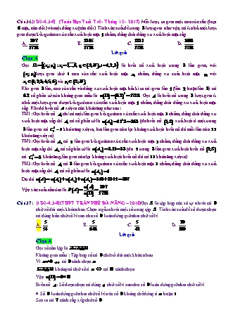 Trắc nghiệm Đại số Lớp 11 tách từ đề thi thử THPT Quốc gia - Chương 2 - Chủ đề 4: Biến cố. Xác suất của biến cố - Dạng 3: Tính xác suất bằng định nghĩa - Mức độ 4 - Năm học 2017-2018 (Có đáp án)