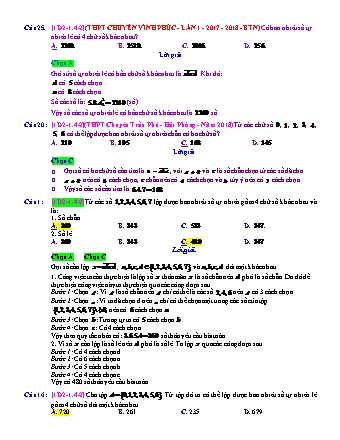 Trắc nghiệm Đại số Lớp 11 tách từ đề thi thử THPT Quốc gia - Chương 2 - Chủ đề 1: Quy tắc cộng. Quy tắc nhân - Dạng 4: Đếm số (thuần nhân) - Mức độ 2 - Năm học 2017-2018 (Có đáp án)