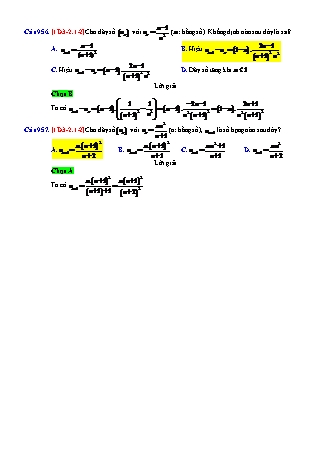 Trắc nghiệm Đại số Lớp 11 tách từ đề thi thử THPT Quốc gia - Chương 3 - Chủ đề 2: Dãy số - Dạng 1: Bài toán liên quan định nghĩa dãy số - Mức độ 2 - Năm học 2017-2018 (Có đáp án)