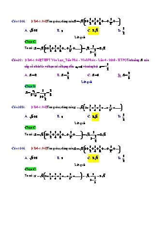 Trắc nghiệm Đại số Lớp 11 tách từ đề thi thử THPT Quốc gia - Chương 4 - Chủ đề 1: Giới hạn của hàm số - Dạng 9: Cấp số nhân lùi vô hạn - Mức độ 2 - Năm học 2017-2018 (Có đáp án)