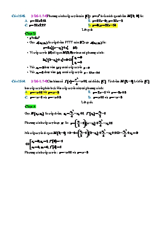 Trắc nghiệm Đại số Lớp 11 tách từ đề thi thử THPT Quốc gia - Chương 5 - Chủ đề 2: Bài toán tiếp tuyến của đường cong - Dạng 7: Tiếp tuyến đi qua 1 điểm - Mức độ 4 - Năm học 2017-2018 (Có đáp án)