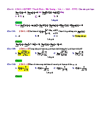 Trắc nghiệm Đại số Lớp 11 tách từ đề thi thử THPT Quốc gia - Chương 4 - Chủ đề 2: Giới hạn của hàm số - Dạng 1: Câu hỏi lý thuyết - Mức độ 2 - Năm học 2017-2018 (Có đáp án)