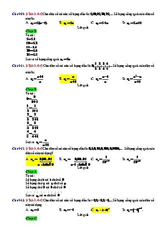 Trắc nghiệm Đại số Lớp 11 tách từ đề thi thử THPT Quốc gia - Chương 3 - Chủ đề 2: Dãy số - Dạng 4: Số hạng tổng quát của dãy số - Mức độ 1 - Năm học 2017-2018 (Có đáp án)