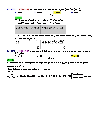 Trắc nghiệm Đại số Lớp 11 tách từ đề thi thử THPT Quốc gia - Chương 2 - Chủ đề 2: Hoán vị. Chỉnh hợp. Tổ hợp - Dạng 9: Phương trình, hệ phương trình đại số tổ hợp - Mức độ 4 - Năm học 2017-2018 (Có đáp án)