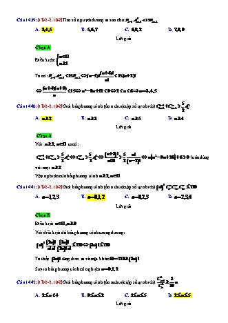 Trắc nghiệm Đại số Lớp 11 tách từ đề thi thử THPT Quốc gia - Chương 2 - Chủ đề 2: Hoán vị. Chỉnh hợp. Tổ hợp - Dạng 10: Bất phương trình đại số tổ hợp - Mức độ 2 - Năm học 2017-2018 (Có đáp án)