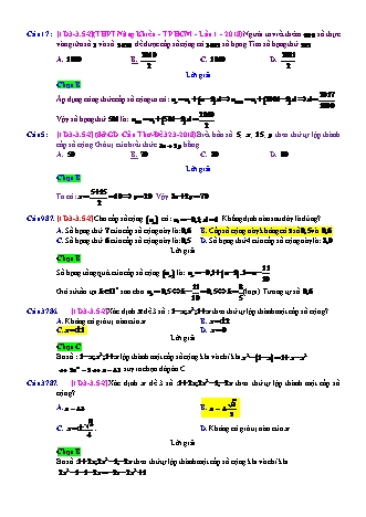 Trắc nghiệm Đại số Lớp 11 tách từ đề thi thử THPT Quốc gia - Chương 3 - Chủ đề 3: Cấp số cộng - Dạng 5: Điều kiện để dãy số thành cấp số cộng - Mức độ 2 - Năm học 2017-2018 (Có đáp án)