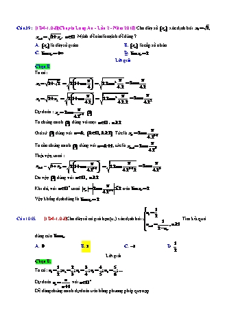 Trắc nghiệm Đại số Lớp 11 tách từ đề thi thử THPT Quốc gia - Chương 4 - Chủ đề 1: Giới hạn của hàm số - Câu hỏi chưa phân dạng - Mức độ 3 - Năm học 2017-2018 (Có đáp án)
