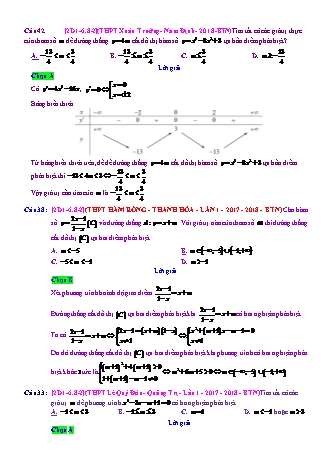 Trắc nghiệm Đại số Lớp 12 tách từ đề thi thử THPT Quốc gia - Chương 1 - Chủ đề 6: Tương giao. Điều kiện có nghiệm - Dạng 8: Điều kiên để (C) và d cắt nhau tại n điểm - Mức độ 2 - Năm học 2017-2018 (Có đáp án)