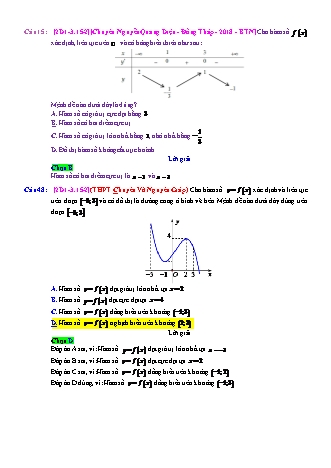 Trắc nghiệm Đại số Lớp 12 tách từ đề thi thử THPT Quốc gia - Chương 1 - Chủ đề 3: Max. Min - Dạng 15: Câu hỏi tổng hợp đơn điệu, cực trị và Max. Min - Mức độ 2 - Năm học 2017-2018 (Có đáp án)