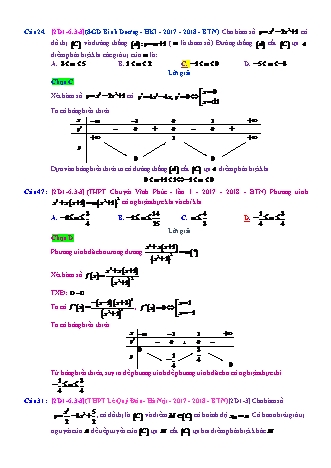 Trắc nghiệm Đại số Lớp 12 tách từ đề thi thử THPT Quốc gia - Chương 1 - Chủ đề 6: Tương giao. Điều kiện có nghiệm - Dạng 3: Điều kiện để f(x)=g(m) có n nghiệm (không chứa trị tuyệt đối) - Mức độ 3 - Năm học 2017-2018 (Có đáp án)