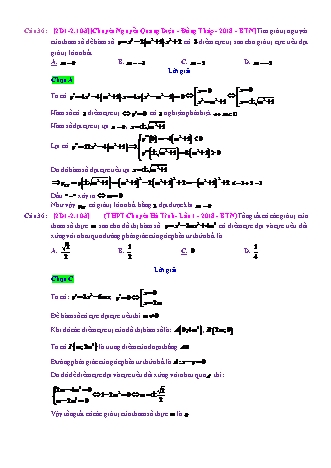 Trắc nghiệm Đại số Lớp 12 tách từ đề thi thử THPT Quốc gia - Chương 1 - Chủ đề 2: Cực trị - Dạng 10: Điều kiện để hàm số có cực trị, kem giả thiết (theo y) - Mức độ 3 - Năm học 2017-2018 (Có đáp án)