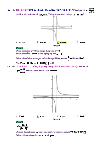 Trắc nghiệm Đại số Lớp 12 tách từ đề thi thử THPT Quốc gia - Chương 1 - Chủ đề 5: Đọc đồ thị. Biến đổi đồ thị - Dạng 4: Tính giá trị biểu thức (biết đồ thị) - Mức độ 2 - Năm học 2017-2018 (Có đáp án)