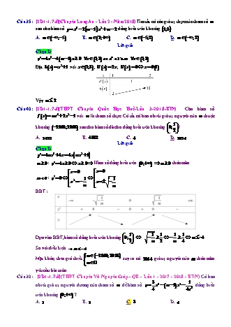 Trắc nghiệm Đại số Lớp 12 tách từ đề thi thử THPT Quốc gia - Chương 1 - Chủ đề 1: Tính đơn điệu - Dạng 7: Điều kiện để hàm số trùng phương đơn điệu trên khoảng K - Mức độ 3 - Năm học 2017-2018 (Có đáp án)