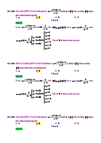 Trắc nghiệm Đại số Lớp 12 tách từ đề thi thử THPT Quốc gia - Chương 1 - Chủ đề 8: Điểm đặc biệt của đồ thị hàm số - Dạng 5: Điểm có tọa độ nguyên - Mức độ 3 - Năm học 2017-2018 (Có đáp án)