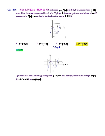 Trắc nghiệm Đại số Lớp 12 tách từ đề thi thử THPT Quốc gia - Chương 1 - Chủ đề 6: Tương giao. Điều kiện có nghiệm - Dạng 7: Điều kiên để bất phương trình có nghiệm, vô nghiệm, nghiệm đúng trên K - Mức độ 2 - Năm học 2017-2018 (Có đáp án)