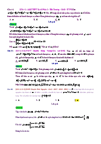 Trắc nghiệm Đại số Lớp 12 tách từ đề thi thử THPT Quốc gia - Chương 1 - Chủ đề 2: Cực trị - Dạng 13: Điều kiện hình học về 2 điểm cực trị (hàm bậc ba) - Mức độ 3 - Năm học 2017-2018 (Có đáp án)