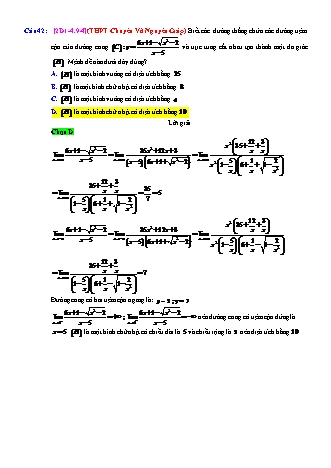 Trắc nghiệm Đại số Lớp 12 tách từ đề thi thử THPT Quốc gia - Chương 1 - Chủ đề 4: Tiệm cận - Dạng 9: Tổng hợp tiệm cận với diện tích, góc, khoảng cách - Mức độ 4 - Năm học 2017-2018 (Có đáp án)