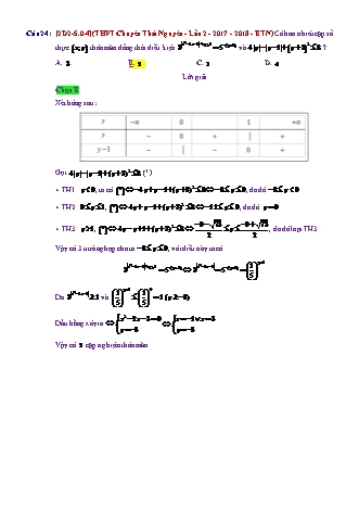Trắc nghiệm Đại số Lớp 12 tách từ đề thi thử THPT Quốc gia - Chương 2 - Chủ đề 5: Phương trình, bất phương trình mũ - Câu hỏi chưa phân dạng - Mức độ 4 - Năm học 2017-2018 (Có đáp án)