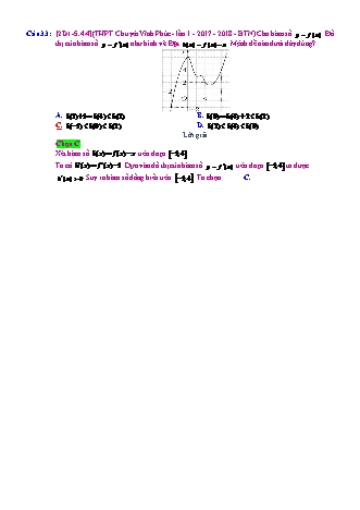 Trắc nghiệm Đại số Lớp 12 tách từ đề thi thử THPT Quốc gia - Chương 1 - Chủ đề 5: Đọc đồ thị. Biến đổi đồ thị - Dạng 4: Tính giá trị biểu thức (biết đồ thị) - Mức độ 4 - Năm học 2017-2018 (Có đáp án)
