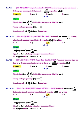 Trắc nghiệm Đại số Lớp 12 tách từ đề thi thử THPT Quốc gia - Chương 1 - Chủ đề 4: Tiệm cận - Dạng 8: Tiệm cận thỏa mãn điều kiện - Mức độ 2 - Năm học 2017-2018 (Có đáp án)