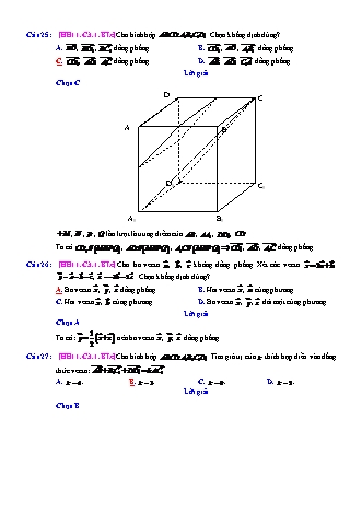 Trắc nghiệm Hình học Lớp 11 tách từ đề thi thử THPT Quốc gia - Chương 3 - Bài 1: Vectơ trong không gian - Mức độ 3.3 - Năm học 2017-2018 (Có đáp án)