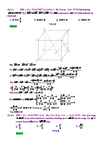 Trắc nghiệm Hình học Lớp 11 tách từ đề thi thử THPT Quốc gia - Chương 3 - Bài 1: Vectơ trong không gian - Mức độ 3.2 - Năm học 2017-2018 (Có đáp án)