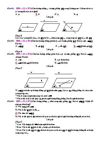 Trắc nghiệm Hình học Lớp 11 tách từ đề thi thử THPT Quốc gia - Chương 3 - Bài 3: Đường thẳng vuông góc với mặt phẳng - Mức độ 1.3 - Năm học 2017-2018 (Có đáp án)