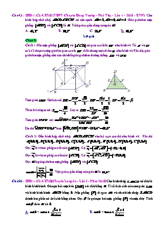 Trắc nghiệm Hình học Lớp 11 tách từ đề thi thử THPT Quốc gia - Chương 3 - Bài 4: Hai mặt phẳng vuông góc - Mức độ 4.1 - Năm học 2017-2018 (Có đáp án)