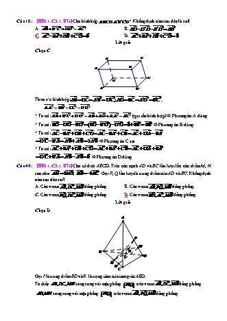 Trắc nghiệm Hình học Lớp 11 tách từ đề thi thử THPT Quốc gia - Chương 3 - Bài 1: Vectơ trong không gian - Mức độ 3.1 - Năm học 2017-2018 (Có đáp án)