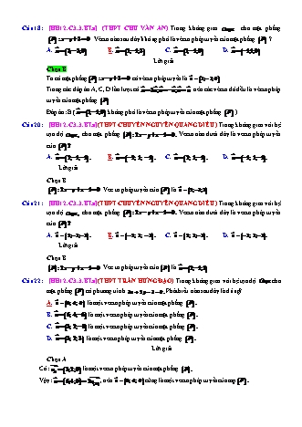 Trắc nghiệm Hình học Lớp 12 tách từ đề thi thử THPT Quốc gia - Chương 3 - Bài 3: Phương trình mặt phẳng (Chưa học phương trình đường thẳng) - Mức độ 1.4 - Năm học 2017-2018 (Có đáp án)