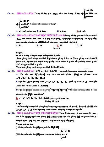 Trắc nghiệm Hình học Lớp 12 tách từ đề thi thử THPT Quốc gia - Chương 3 - Bài 6: Tổng hợp về phương pháp tọa độ không gian - Mức độ 2.4 - Năm học 2017-2018 (Có đáp án)