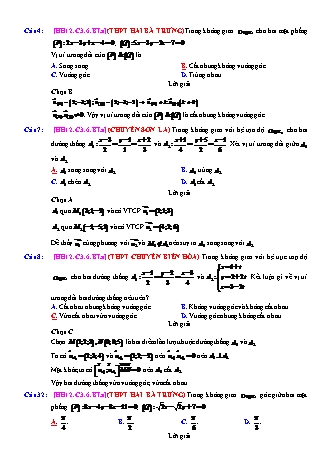 Trắc nghiệm Hình học Lớp 12 tách từ đề thi thử THPT Quốc gia - Chương 3 - Bài 6: Tổng hợp về phương pháp tọa độ không gian - Mức độ 1.3 - Năm học 2017-2018 (Có đáp án)