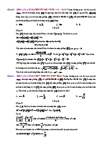 Trắc nghiệm Hình học Lớp 12 tách từ đề thi thử THPT Quốc gia - Chương 3 - Bài 6: Tổng hợp về phương pháp tọa độ không gian - Mức độ 4.4 - Năm học 2017-2018 (Có đáp án)