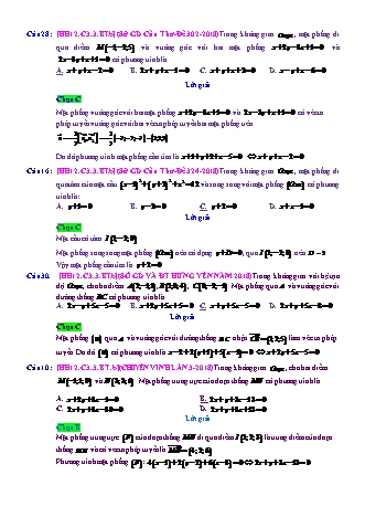 Trắc nghiệm Hình học Lớp 12 tách từ đề thi thử THPT Quốc gia - Chương 3 - Bài 3: Phương trình mặt phẳng (Chưa học phương trình đường thẳng) - Mức độ 2.3 - Năm học 2017-2018 (Có đáp án)