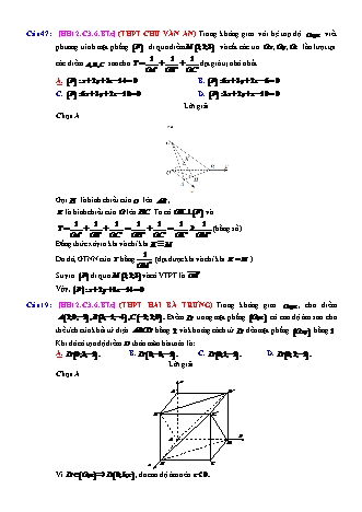 Trắc nghiệm Hình học Lớp 12 tách từ đề thi thử THPT Quốc gia - Chương 3 - Bài 6: Tổng hợp về phương pháp tọa độ không gian - Mức độ 3.4 - Năm học 2017-2018 (Có đáp án)