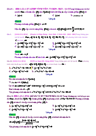 Trắc nghiệm Hình học Lớp 12 tách từ đề thi thử THPT Quốc gia - Chương 3 - Bài 2: Phương trình mặt cầu - Mức độ 2.1 - Năm học 2017-2018 (Có đáp án)