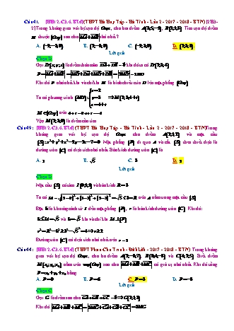 Trắc nghiệm Hình học Lớp 12 tách từ đề thi thử THPT Quốc gia - Chương 3 - Bài 6: Tổng hợp về phương pháp tọa độ không gian - Mức độ 4.1 - Năm học 2017-2018 (Có đáp án)