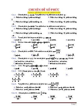 235 Câu trắc nghiệm môn Toán Lớp 12 - Chuyên đề: Số phức